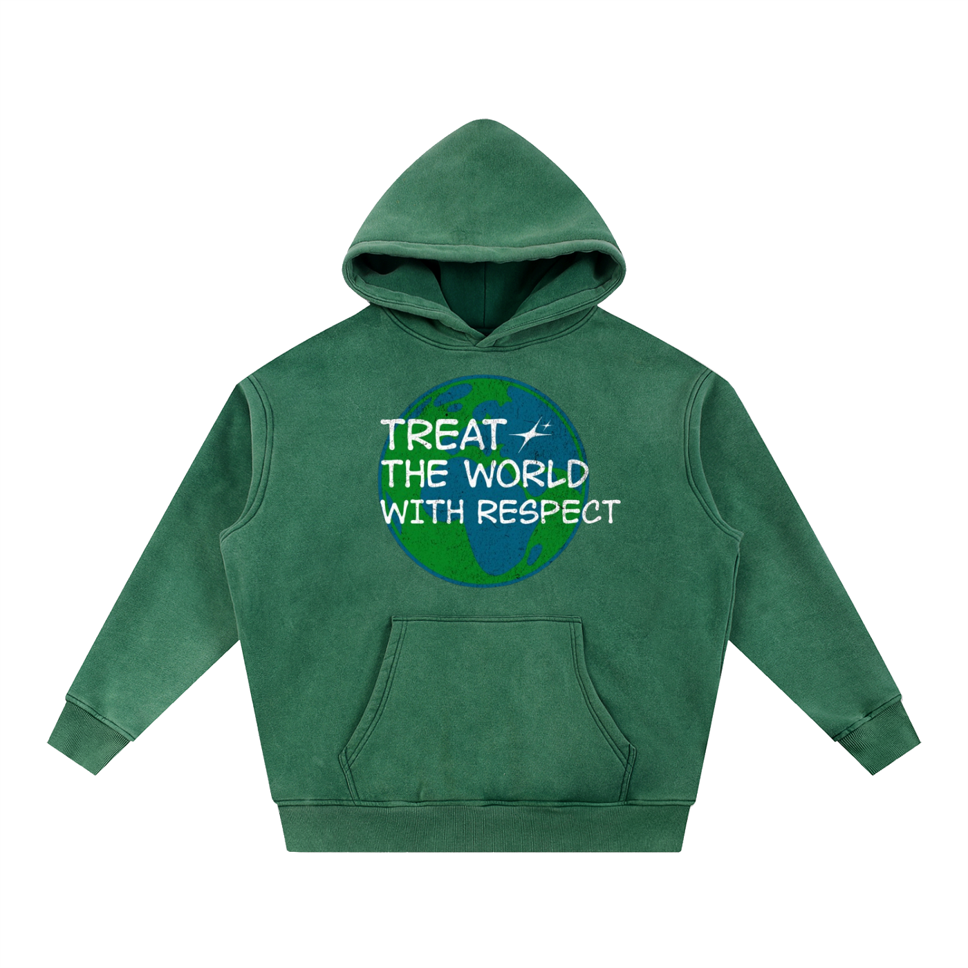 OVERSIZED SNOW WASH TREAT THE WORLD WITH RESPECT HOODIE