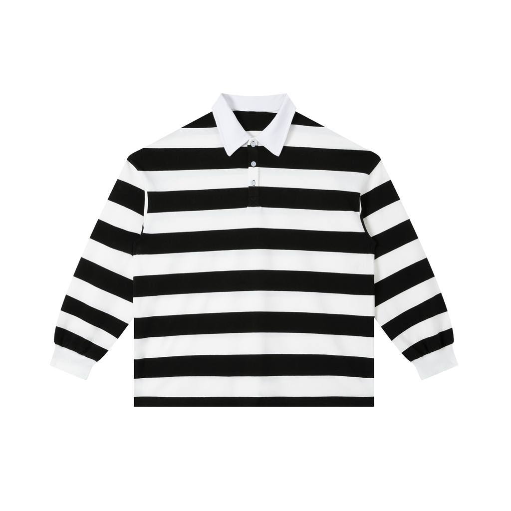 BLANK STRIPED LONGSLEEVE POLO