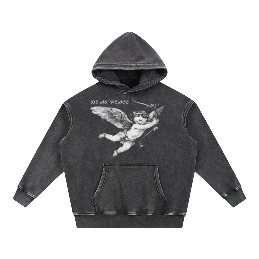 OVERSIZED SNOW WASH BE AT PEACE HOODIE