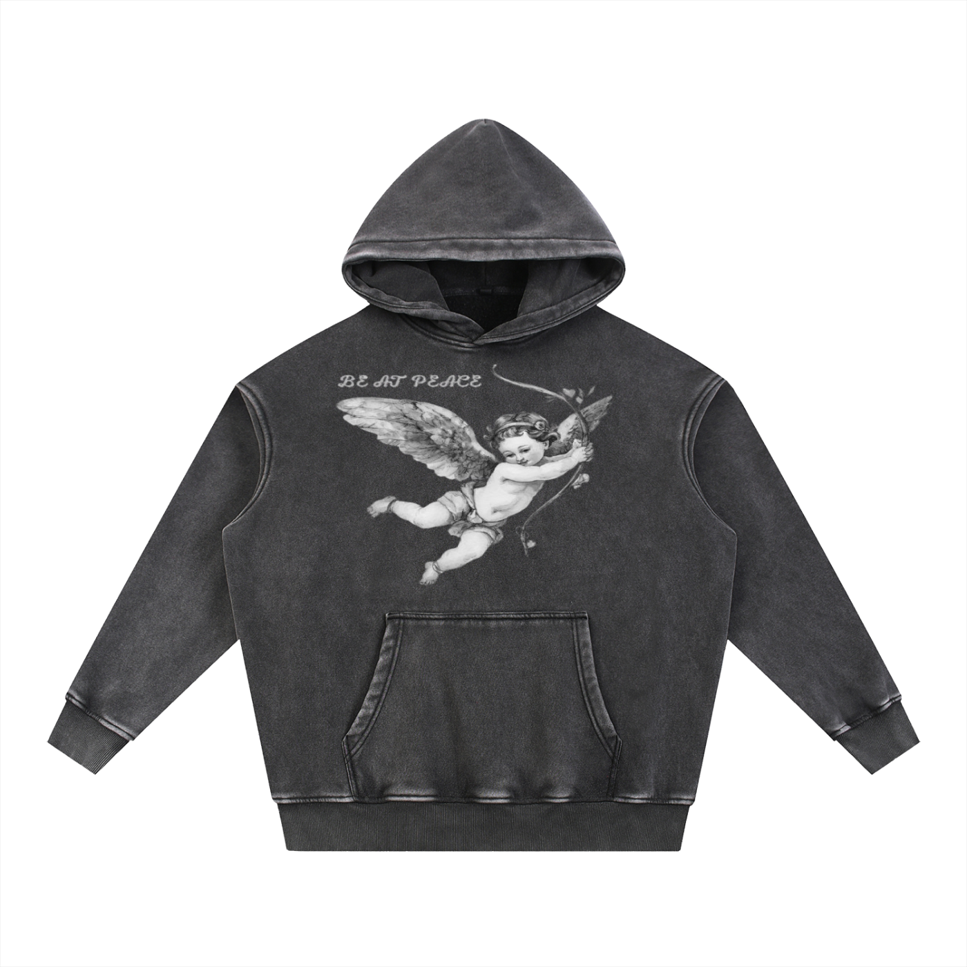 OVERSIZED SNOW WASH BE AT PEACE HOODIE