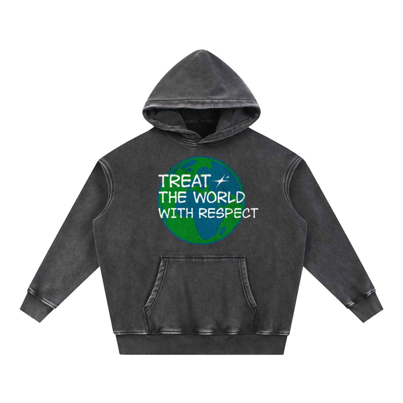 OVERSIZED SNOW WASH TREAT THE WORLD WITH RESPECT HOODIE
