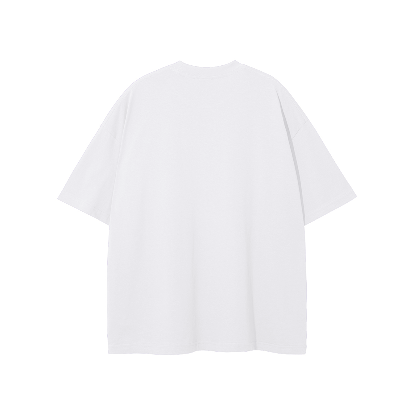 light colored classic tee with black logo